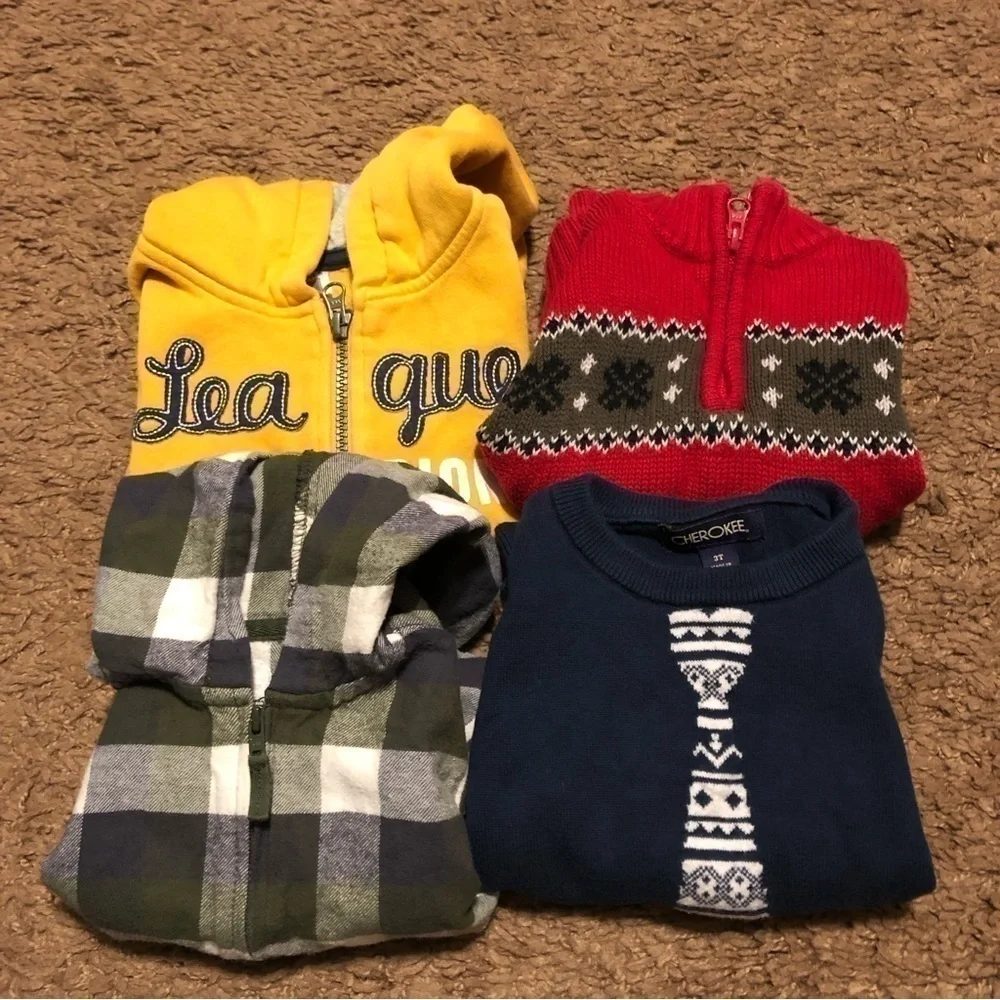 3T Sweatshirt Sweater Shirt Bundle Boys Carter’s Yellow Red Tie Print Blue Plaid